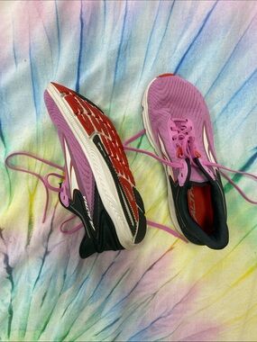 Altra Pink Running Shoes with Black and Red Accents